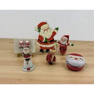 Set of 6 Assorted Vintage Santa Christmas Decor 1970-1990s